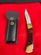 Craftsman Folding Stainless Steel Pocket Knife w/ Craftsman Leather Case - See pics