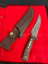 Vintage Craftsman USA Fixed Blade Knife w/ Leather Sheathe - See pics