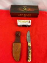 The Bone Collector 3.25" Steel Fixed Blade Hunting Knife w/ Bone Handle Model BC-75WB. NIB. See