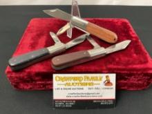 Trio of Barlow Folding Mini Trapper Knives, 2x by Imperial, 1x by Rite Edge