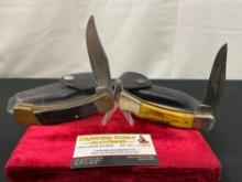 Pair of Vintage Folding Pocket Knives, Buck 110 & Sears Craftsman 95148 w/ etched Eagle blade