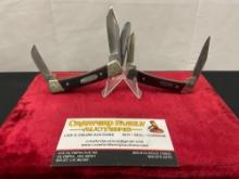 Pair of Vintage Buck Folding Pocket Knives, Models 703 & 709, Stockman triple blade & double blade