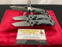 Trio of SOG Knives, Flash Tanto w/ Slide Button Release, Aluminum Handles