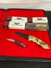 3x Rigid Tough Gear Folding Pocket Knives & Forest Hunter Camo Folding Knife w/ Black Blade