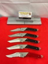 5 pcs Defender 3.25" Steel Folding Blade Tactical Pocket Knives Models 2827, 2831 & 2833. NIB. See