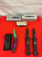 3 pcs Super Knife Steel Folding Blade Pocket Knives Models 210398, YC-529BMR & YC-529BSP. NIB. See