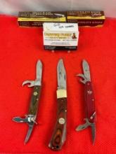 3 pcs Scout Ware Steel Folding Blade Pocket Knives. 2x Boy Scouts. Girl Scouts 100 Years. NIB. See