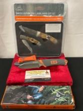 Bear Grylls Gerber Knives, Compact Fixed Blade w/ Sheath & LE Stag & Burl Wood Two Knife Gift Set