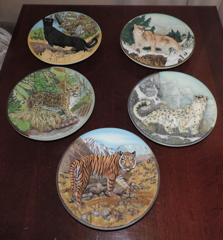 Lot Of 5 "Fierce And Free The Big Cats" Bradford Exchange Collector Plates