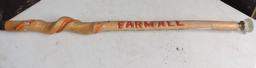 Hand Carved Folk Art John Deere/Farmall Walking Stick