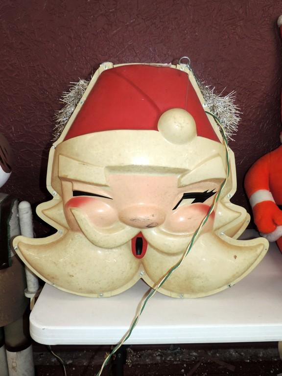 Blow Mold Winking Santa Face Vintage