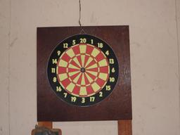 Dart Board On Stand & Horseshoes