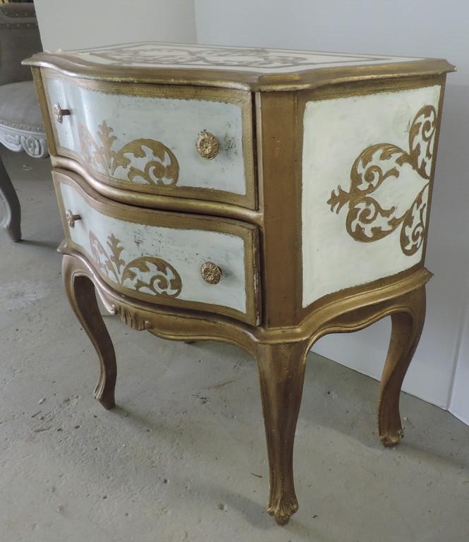 Gold and White Two Drawer Table