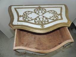 Gold and White Two Drawer Table