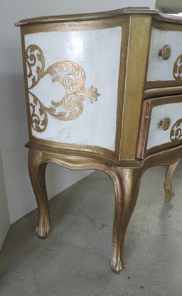 Gold and White Two Drawer Table