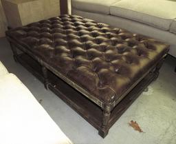 Brown Leather Tufted Coffee Table/Ottoman