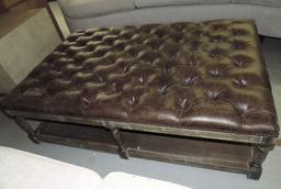 Brown Leather Tufted Coffee Table/Ottoman