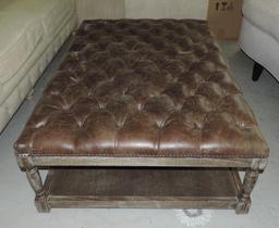 Brown Leather Tufted Coffee Table/Ottoman