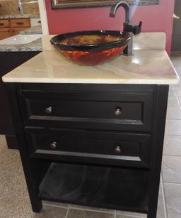 Contemporary Style Onyx Top Sink and Vanity