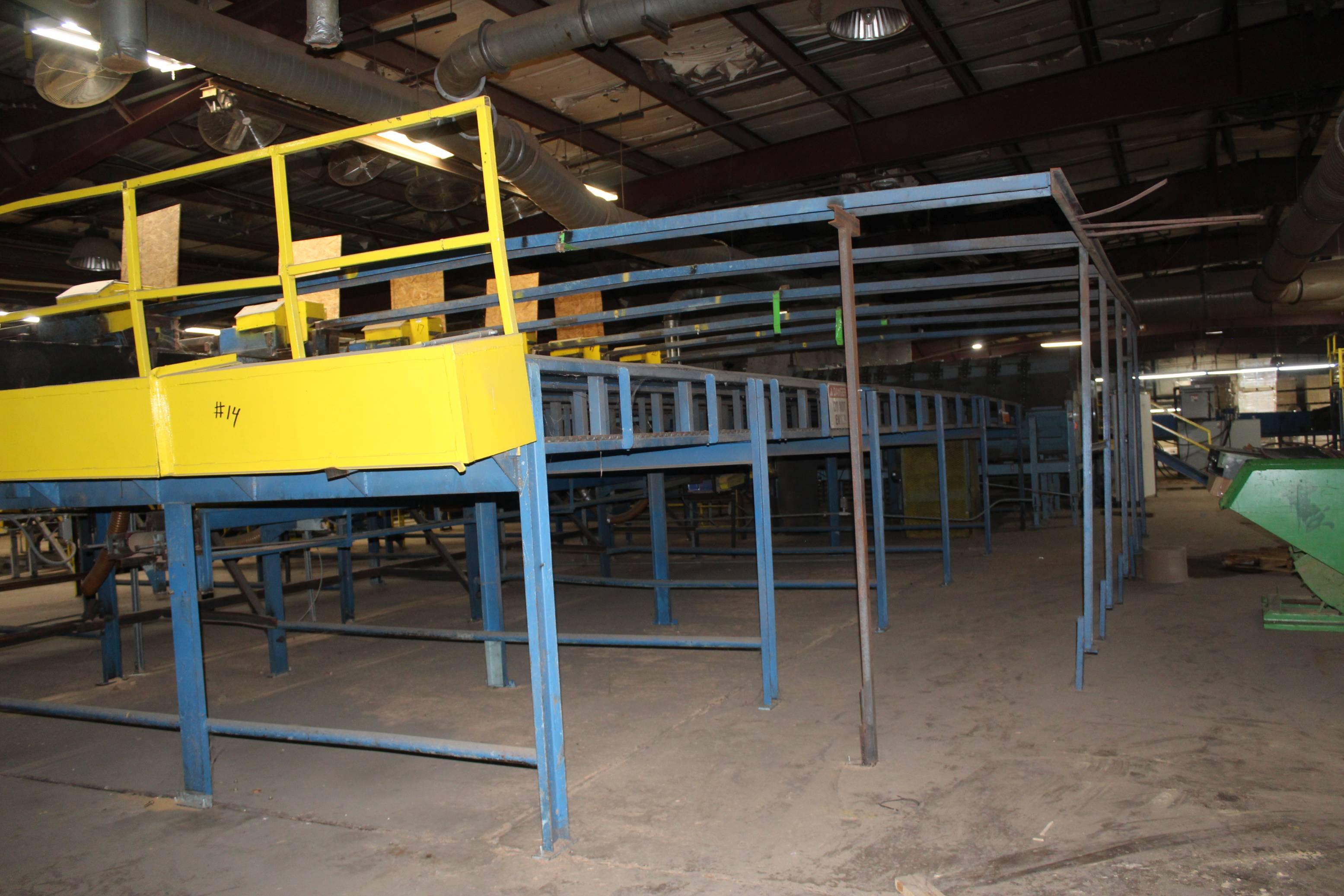 5 STRAND 12 FT X 42 FT GREEN CHAIN W/  24 IN WIDE BELT CONVEYOR BUILT IN