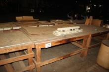 (3) Wood Rollaway Work Tables, Microwave Oven