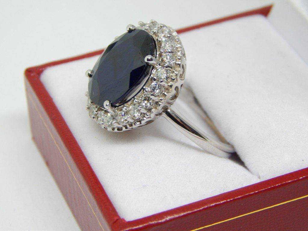 14K WHITE GOLD SAPPHIRE AND DIAMOND RING