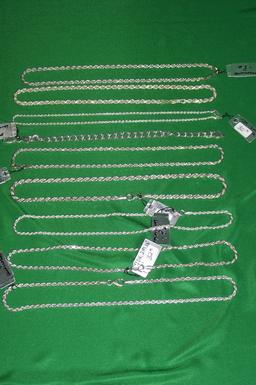 LARGE LOT OF 9 ITALIAN SILVER NECKLACES