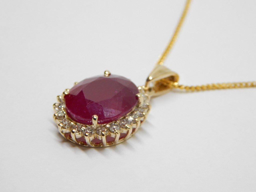 14K YELLOW GOLD RUBY AND DIAMOND PENDANT