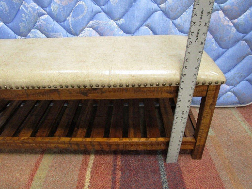 LEATHER AND  WOOD BED BENCH