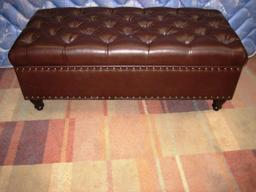 BROWN LEATHER STORAGE CHEST