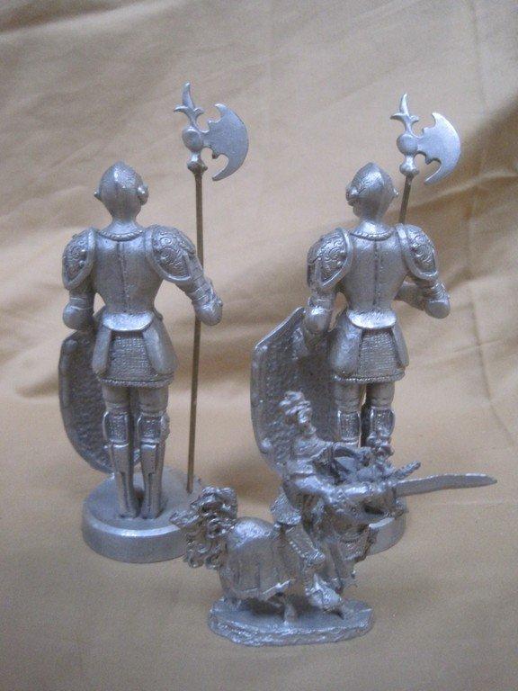 3 PEWTER KNIGHTS