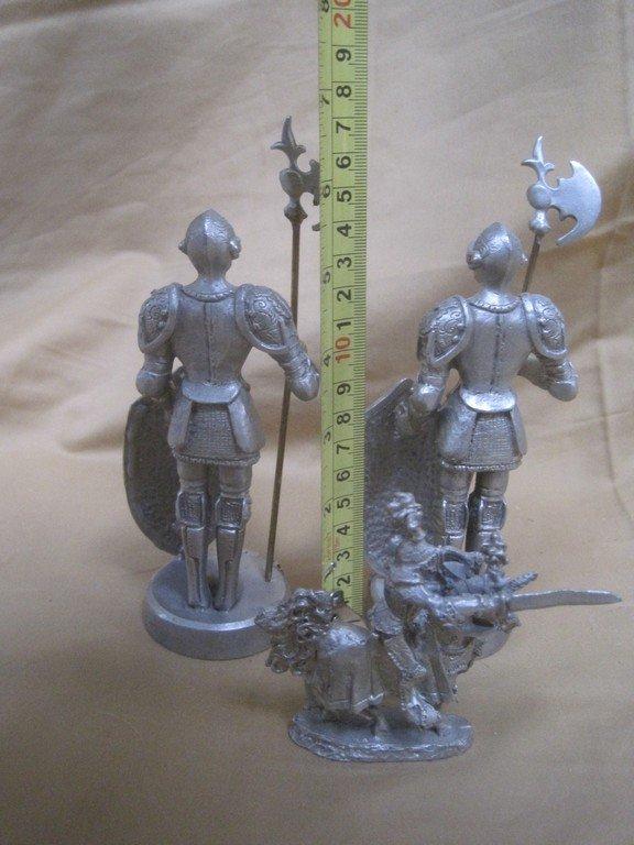 3 PEWTER KNIGHTS