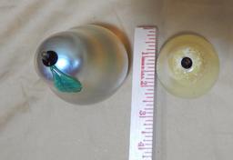 2 SIGNED ART GLASS PEARS