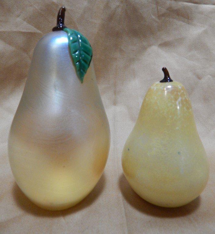 2 SIGNED ART GLASS PEARS