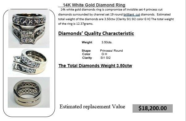 14K White Gold Diamond Ring