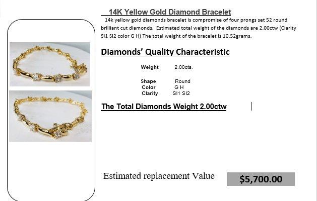 14K Yellow Gold Diamond Bracelet