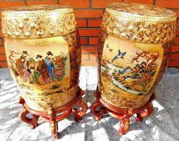 Pair Of Satsuma Style Garden Stools