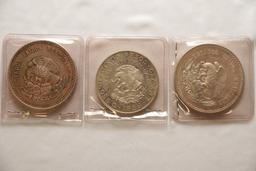 3 Silver Mexican 5 Peso Coins