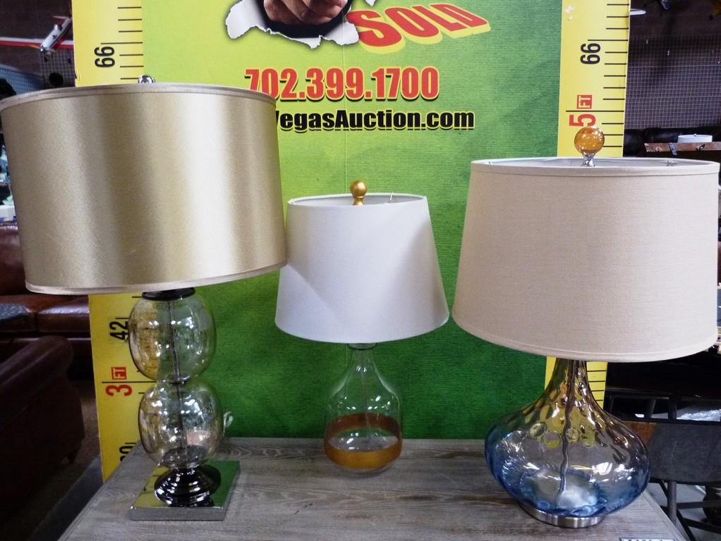 LOT OF 3 NEW GLASS LAMPS - STEIN WORLD