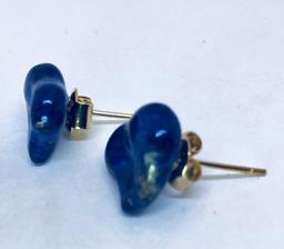 18KT GOLD TIFFANY LAPIS EARRINGS