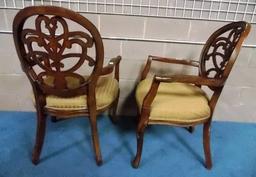 PAIR OF MATCHING MAHOGANY FRAMED ARM CHAIRS