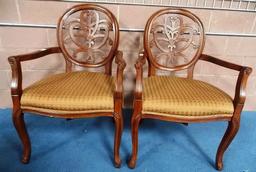 PAIR OF MATCHING MAHOGANY FRAMED ARM CHAIRS