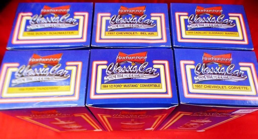 LOT OF 6 COLLECTIBLE BUDWEISER BEER MUGS WITH ORIGINAL BOXES