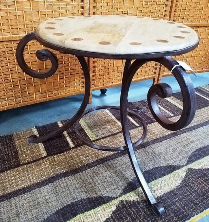 NEW WMC CAST IRON & WOOD TOP END TABLE