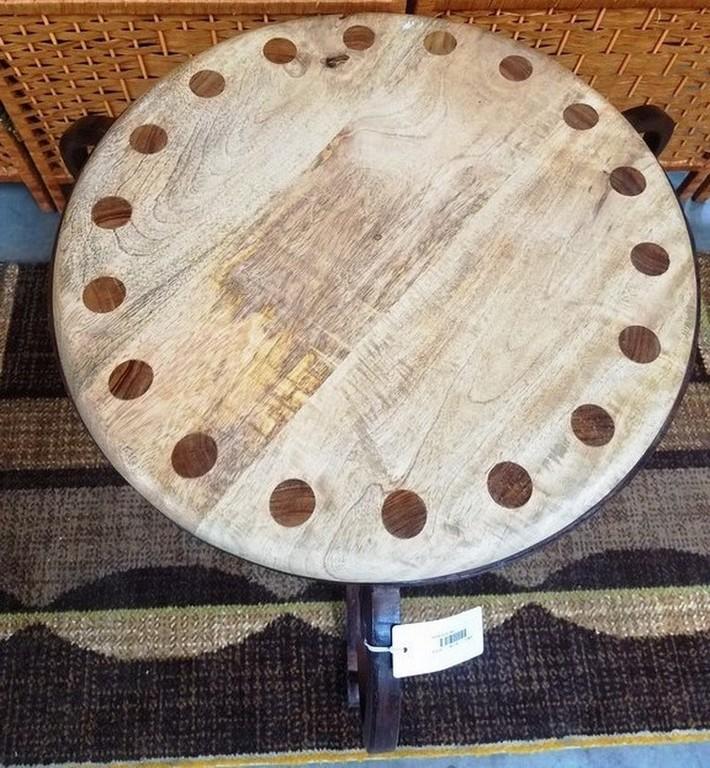 NEW WMC CAST IRON & WOOD TOP END TABLE