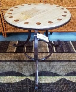 NEW WMC CAST IRON & WOOD TOP END TABLE