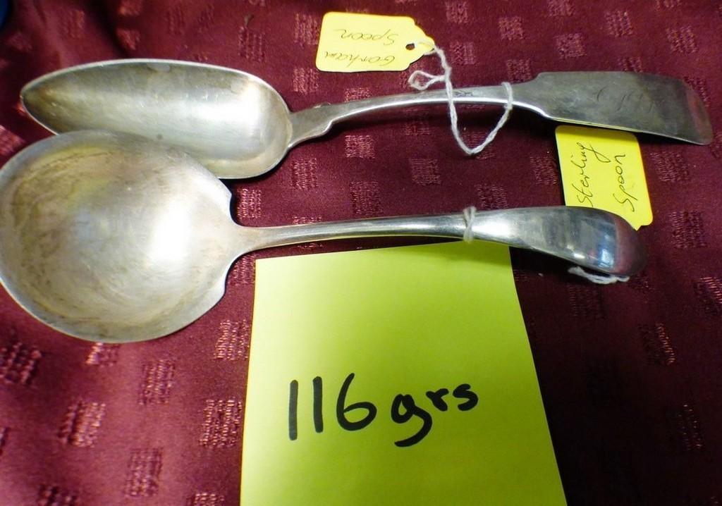 LOT OF HEAVY TWO STERLING SILVER SPOONS ( 116 GRAMS)