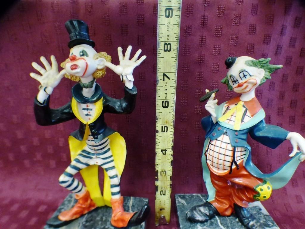 PAIR OF MARBLE BASE MADE IN ITALY CLOWNS
