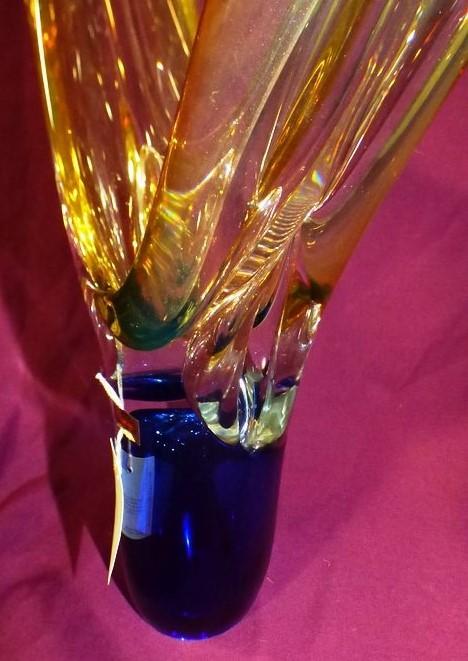 JUST BEAUTIFUL YELLOW BLUE ART GLASS FROM POLLAND