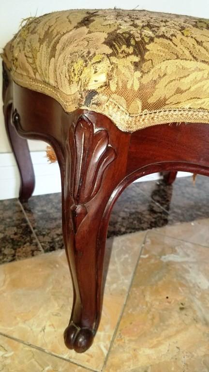 MAHOGANY FRAMED STOOL WITH FLORAL PRINT